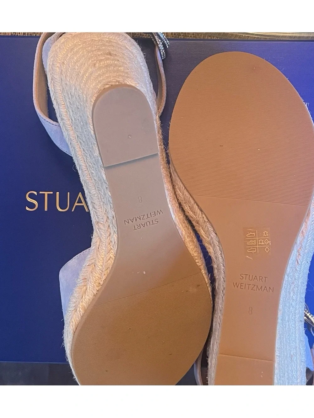 Stuart Weitzman Espadrille Wedge with crystal-encrusted buckle Size 8, NEW
